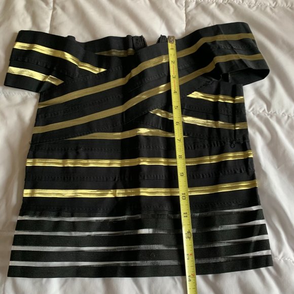 Shimmering Black & Gold Off Shoulder Top - Picture 8 of 11